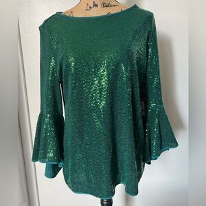 Vince Camuto Green Sequin Top- Size Large